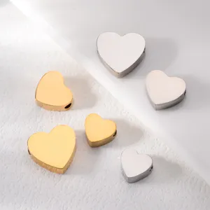 Perline Distanziatrici a Forma di Cuore a Specchio in Acciaio Inossidabile Minimalista Perline Sciolte con Foro Piccolo Per Accessori per la Creazione di Gioielli Fai-da-te Personalizzati