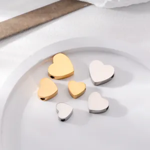 Perlina pendente cuore in acciaio inossidabile per creazione di gioielli DIY, specchio.