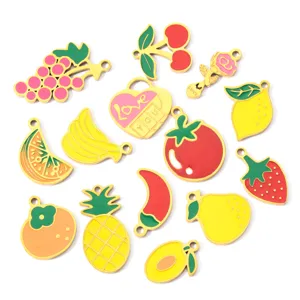 Stainless steel fruit enamel charms DIY pendants set for handmade jewelry making accessories