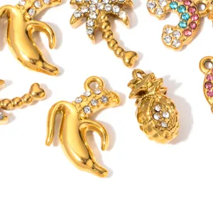 Vergoldeter Frucht Anhänger mit Strass verziert für DIY Halskette Schmuck Zubehör Herstellung