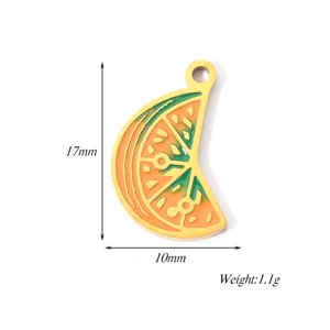 Stainless steel fruit slice pendant DIY charm jewelry accessory measure 17x10mm lightweight
