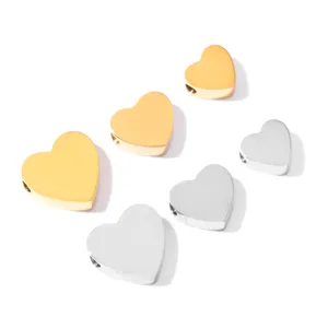 Perline a cuore in acciaio inossidabile, componenti sfusi lucidati a specchio per gioielli.