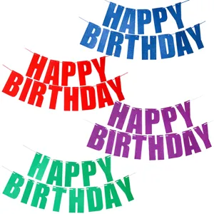 Glitter happy birthday letter banner set for party decoration, colorful hanging buntings.