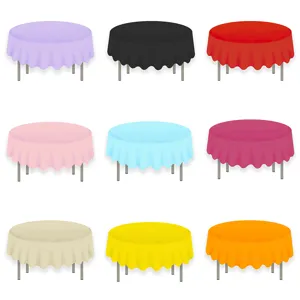 Disposable Round Tablecloth PEVA Waterproof Table Cover Solid Color Table Protector For Party Home Dining