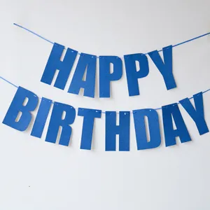 Blue Glitter Happy Birthday Banner Party Decoration Hanging Garland Sign Wall Decor supplies