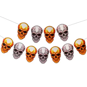 Halloween paper skull garland banner party decoration for home bar shopping mall spooky