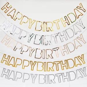 Shiny mirror finish Happy Birthday letter banners for party decorations and birthday celebrations.