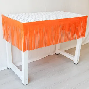 Orange fringe curtain banner for party decoration, birthday wedding wall backdrop 30x300cm