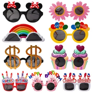 Novelty Party Sunglasses Funny Birthday Glasses Cute Cake Flower Pineapple Dollar Glasses Photo Booth Props