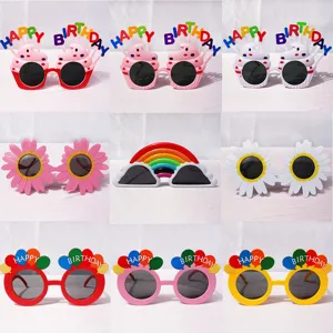 Funny birthday party glasses novel photo props cute cake flower rainbow design sunglasses
