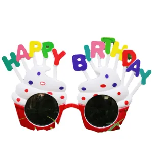 Funny birthday party novelty glasses with colorful cupcake and letter design for photo props.