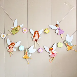 Guirlande de fées décoration de fête papier fleur princesse anniversaire suspendue