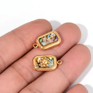 Stainless steel abalone shell charm pendant DIY jewelry making accessories detail view.