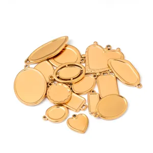 Roestvrij Staal Fotolijst Hanger Blanco Geometrische Medaillon Bedels Basis Voor DIY Ketting Sieraden Maken Accessoires