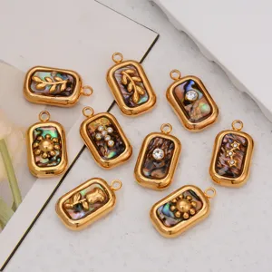 Stainless steel abalone shell pendant DIY jewelry making accessories necklace bracelet charms