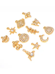 Pendentifs breloques bijoux DIY strass plaqué or étoile lune papillon collier access