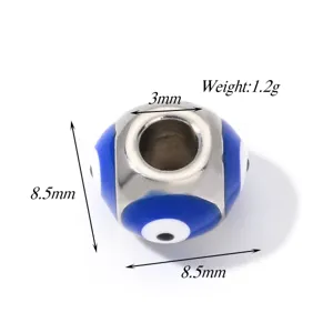 Stainless steel evil eye bead for DIY jewelry making, 8.5mm evil eye charm for bracelet necklace