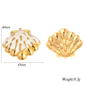 Goldene Muschel Anhänger Charm für DIY Halsband Armband Schmuckherstellung 45x40mm.