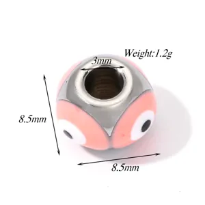 Stainless steel evil eye DIY bead pink charm for bracelet necklace jewelry making accessory