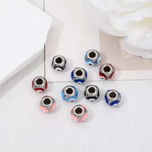 Stainless steel evil eye beads for DIY jewelry making, stylish charm bracelets and necklaces.