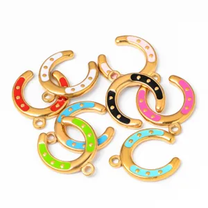Bunte Emaillierte Hufeisen Anhänger Edelstahl DIY Schmuck Charms mit Ösen zum Basteln