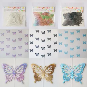 PVC Laser Transparent Butterfly Garland Party Hanging Decoration Birthday Home Decor Colorful Gold White Black Purple Blue