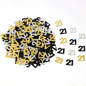 Bellissimi coriandoli numeri 21 nero oro argento decorazione per festa di compleanno.