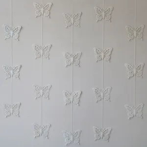 Detailed view of PVC laser transparent butterfly hanging garland for party and home decor.