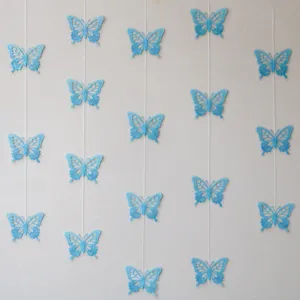PVC transparent butterfly garland party hanging ornament for birthday home decoration detail view