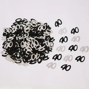 Bellissimi coriandoli numero 40 nero e argento per decorare la festa di compleanno.