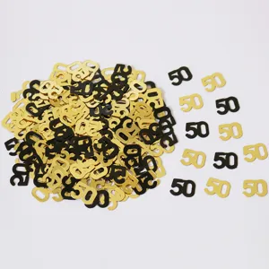 Paillettes Numeriche Neri E Dorati Buon Compleanno Festa Tavolo Spargimento Coriandoli Forniture Per Decorazioni Di Festa