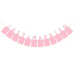 Pink wedding photo banner custom garland with photo frames for bridal shower party decor