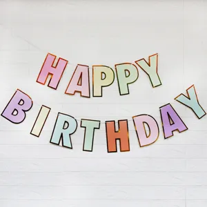 Ins colorful pearlescent macaron birthday banner party decoration hanging backdrop