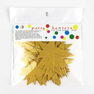 Golden star paper garland hanging decorations for party wedding birthday celebration supplies.