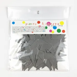 Grey star paper garland hanging banner for party decoration supplies and celebration events