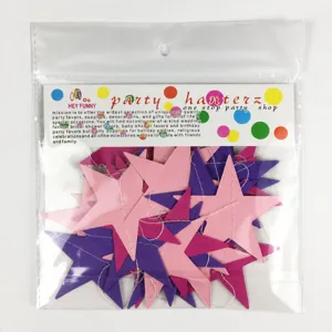 Paper star garland for party decoration, pink and purple hanging banner bunting for birthday.