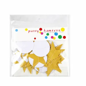 Gold star and white circle paper garland hanging decorations for party and festival decor