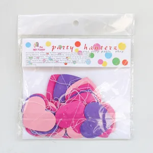 Heart paper garland for party decoration, pink and purple hanging hearts banner for celebrations.