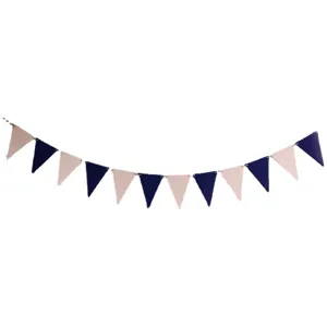 Birthday party bunting banner navy blue and pink triangle flags garland decoration supplies