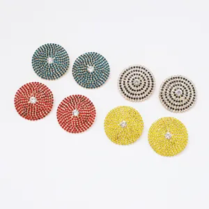 Vintage Overdreven Ronde Strass Oorknopjes Voor Dames Met 925 Sterling Zilver Stift Kleurrijke Kristallen Oorbellen