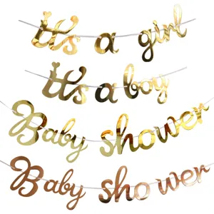 Guirlande de lettres dores decoration de fete pour baby shower revelation de genre
