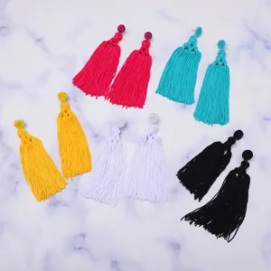 Boheems Retro Kwastje Oorknopjes Handgeweven Lange Franje Oorbellen Met 925 Sterling Zilver Stift Voor Vrouwen Mode Sieraden