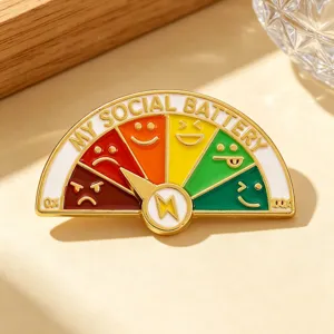 Detailed view of My Social Battery interactive enamel mood indicator pin badge