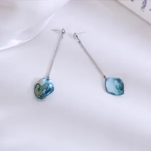 Boheemse natuurlijke schelp lange oorbellen minimalistisch niche ontwerp dames sieraden
