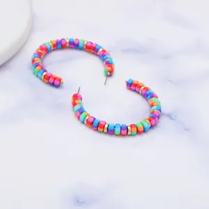 Kleurrijke polymeerklei kralen handgemaakte oorringen C-vorm mode sieraden voor vrouwen