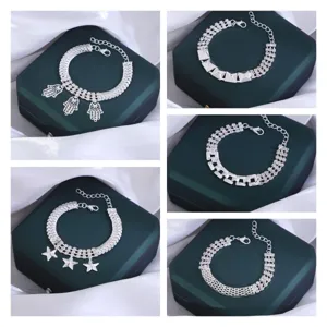 Vintage Ster Hand van Fatima Armband Verzilverd Maas Ketting Strass Geometrisch Piramide Stud Armband Sieraden Voor Heren Dames