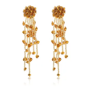Elegant vintage floral fringe earrings with cascading beaded strands for women chic look.