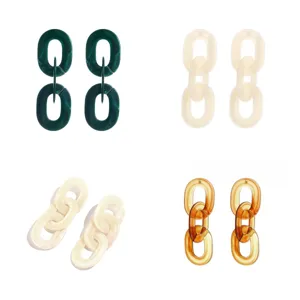 Opvallende Acryl Geometrische Ketting Hangoorbellen Vintage Retro Persoonlijkheid Paperclip Lange Oorbellen Voor Dames Heren Sieraden