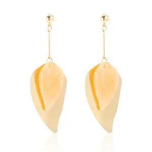 Chique dubbellaagse blad oorbellen zoete minimalistische stijl mode sieraden dames
