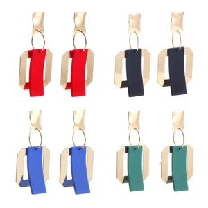 Geometrische dubbellaagse vierkante oorbellen kleurrijke modehangers voor vrouwen.